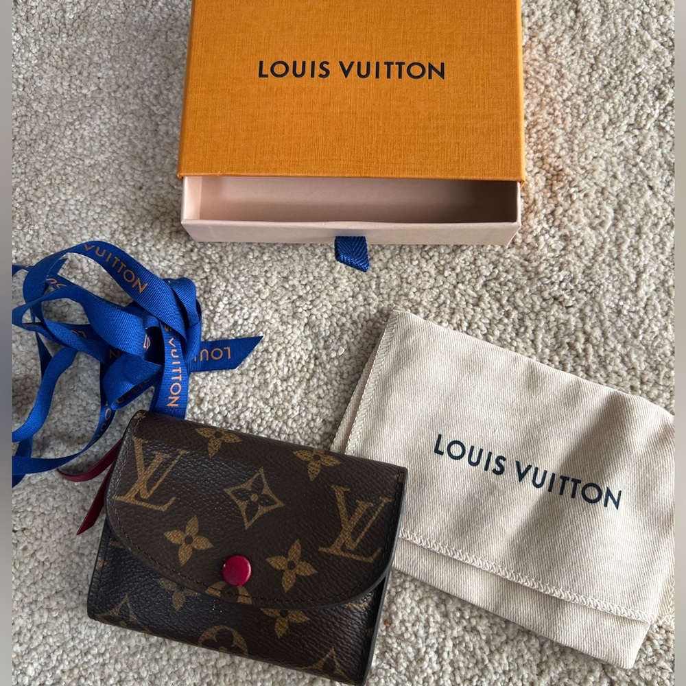 Louis Vuitton Monogram Key & Card Holder Brown with Red Button